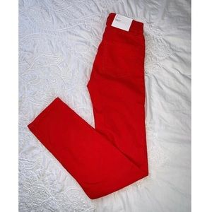 Burnt orange high-waisted jeans